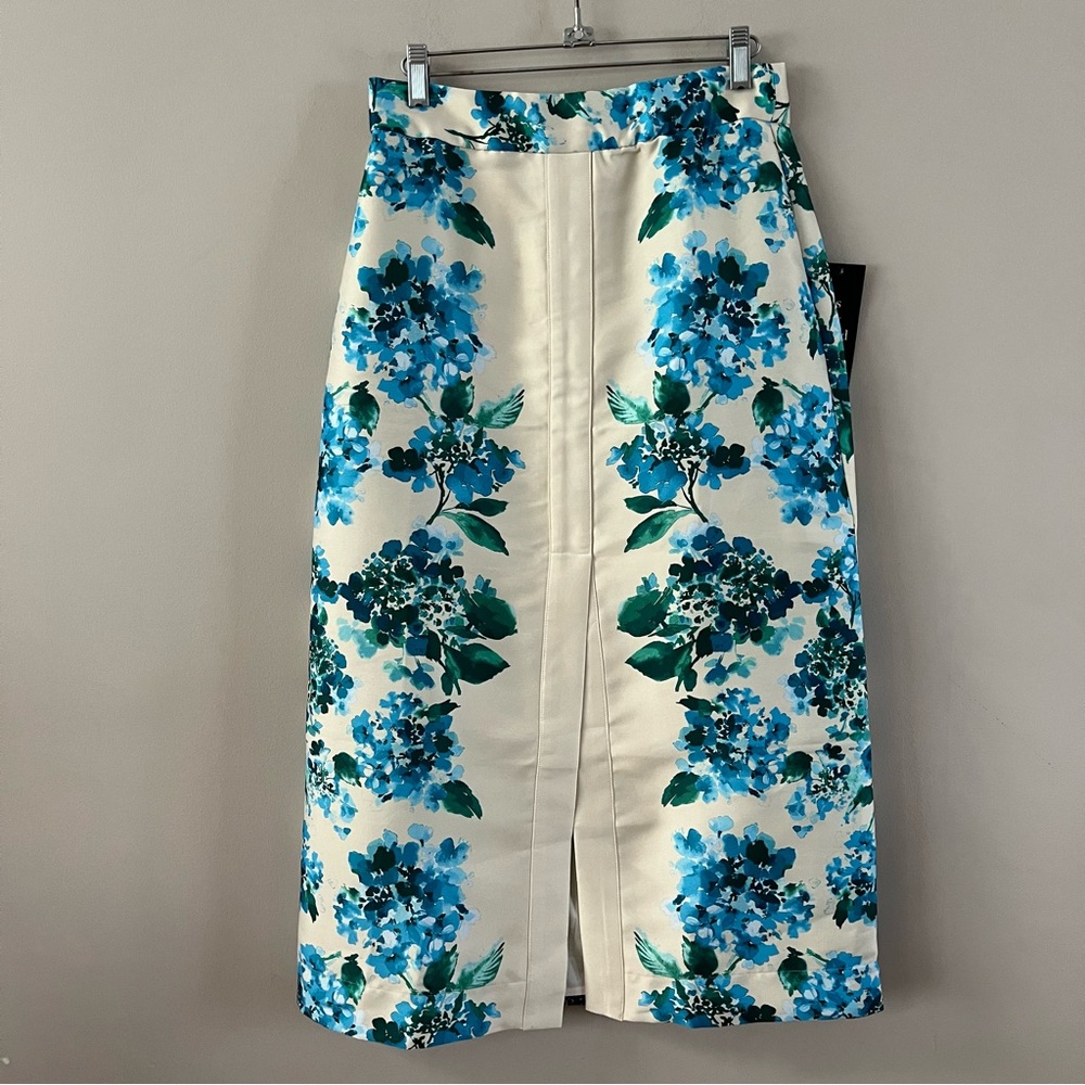 Tuckernuck kennedy midi skirt size small water’s edge hydrangea floral cream